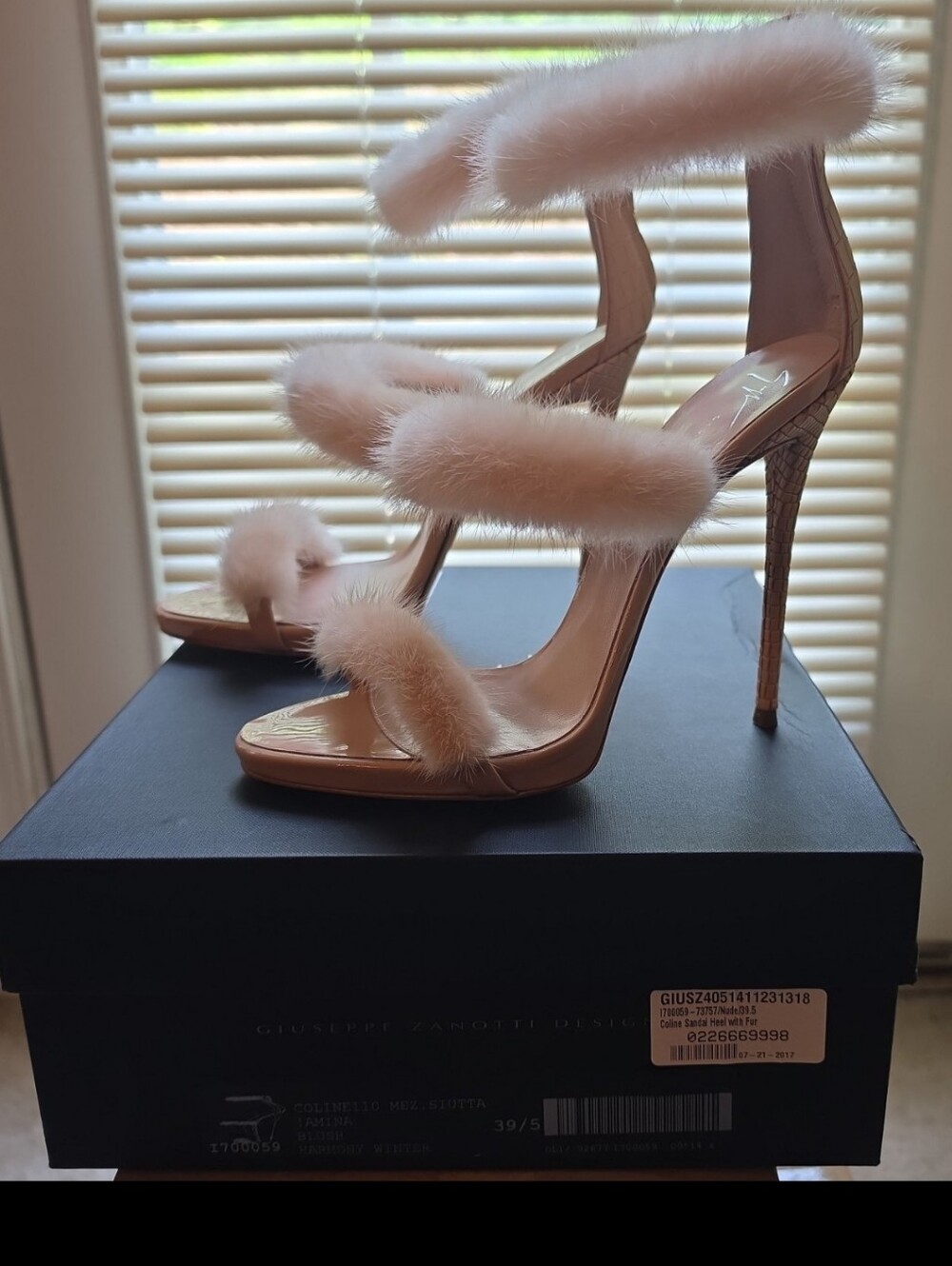 Giuseppe Zanotti Pink Fur Triple-Strap High Heels - Picture 4 of 13
